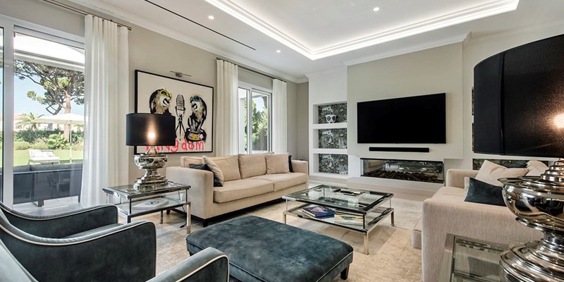 Luxury Villa With Lounge Room Featuring Comfortable Sofas And Armchairs