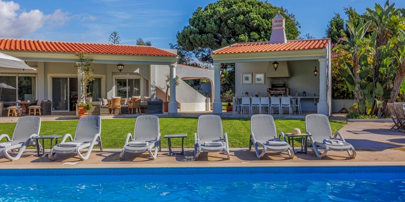 Villa Pool Sun Loungers Parasols Algarve Holiday