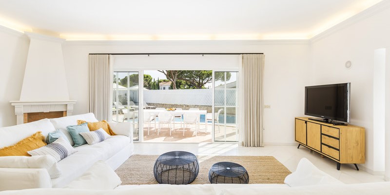 Open Plan Living Area With Pool Access Vale Do Lobo