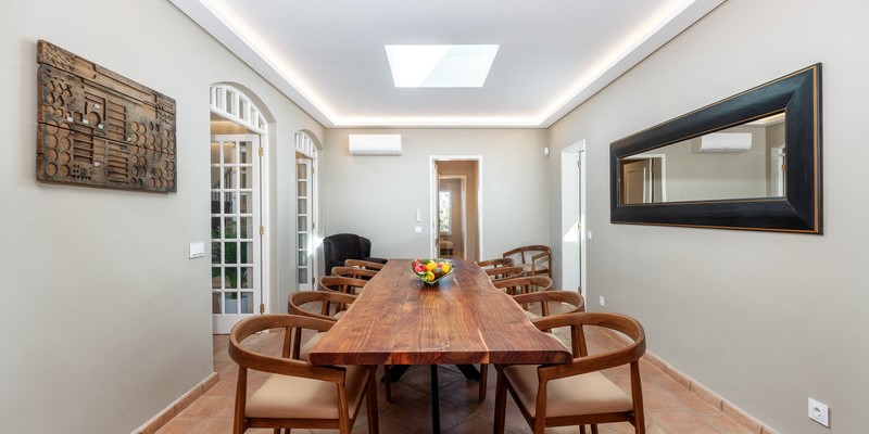 Modern Luxury Holiday Villa Indoor Dining Area Vale Do Lobo