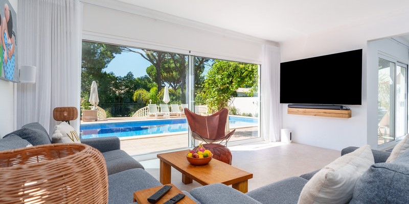 Living Room Pool View Tv Vilamoura Villa