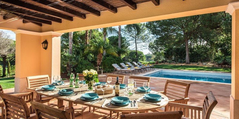 Poolside Dining Area Vacation Villa Quinta Do Lago